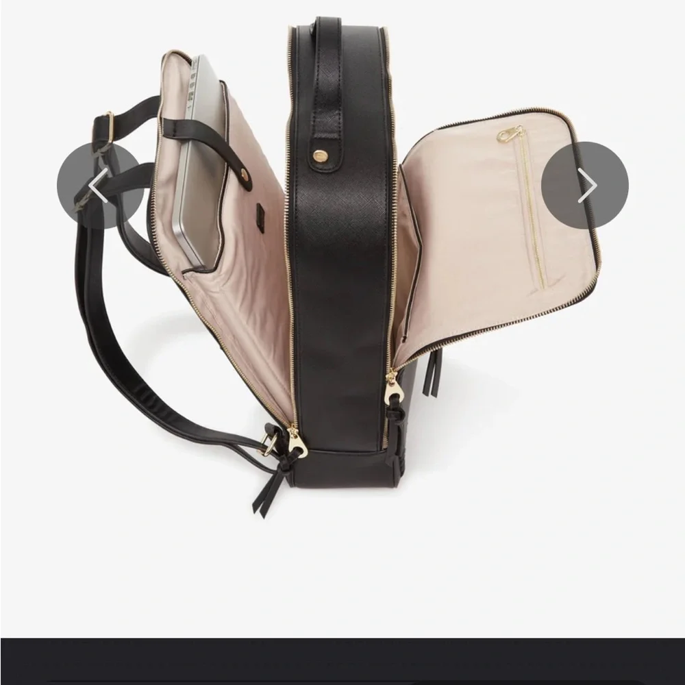 Calpak Black Laptop Backpack with Woven Edge Detail